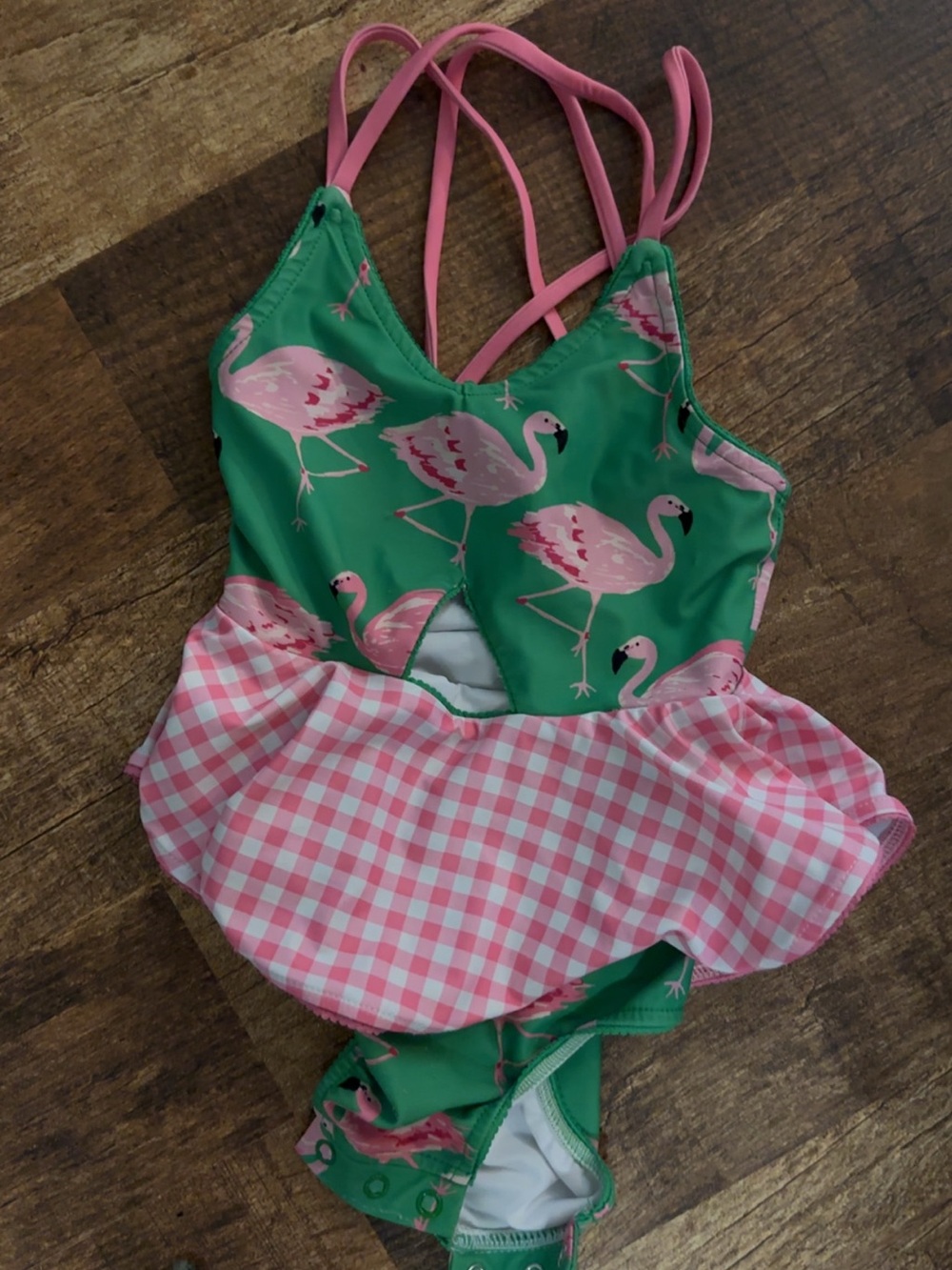 SweetHoney Pink and Green Gingham Kids One Piece